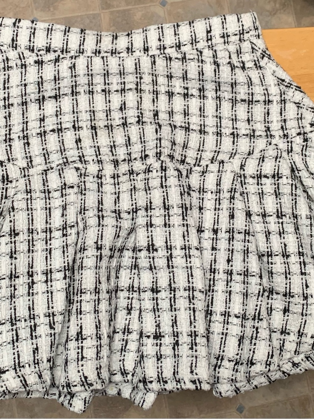 Kendall & Kylie Black and White Tweed Peplum Crop Top
